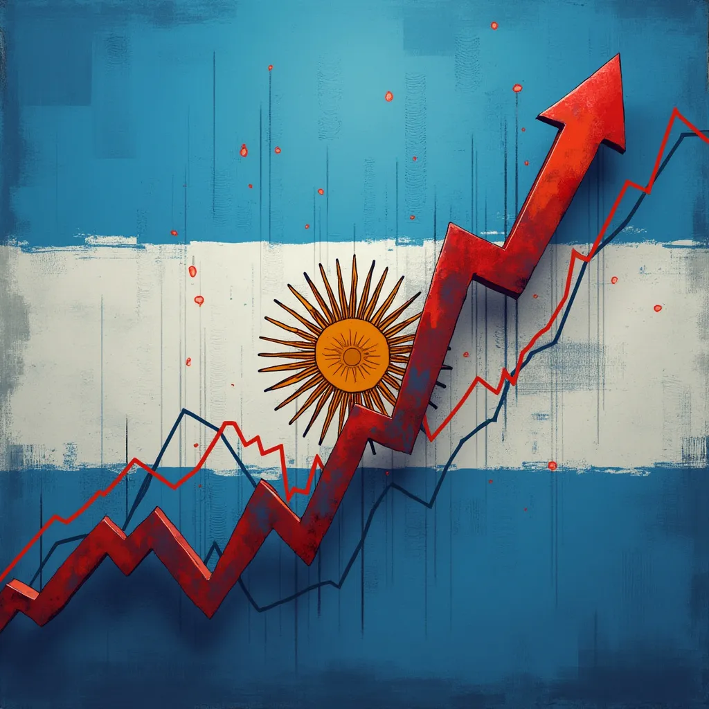 Símbolos financieros y bandera Argentina